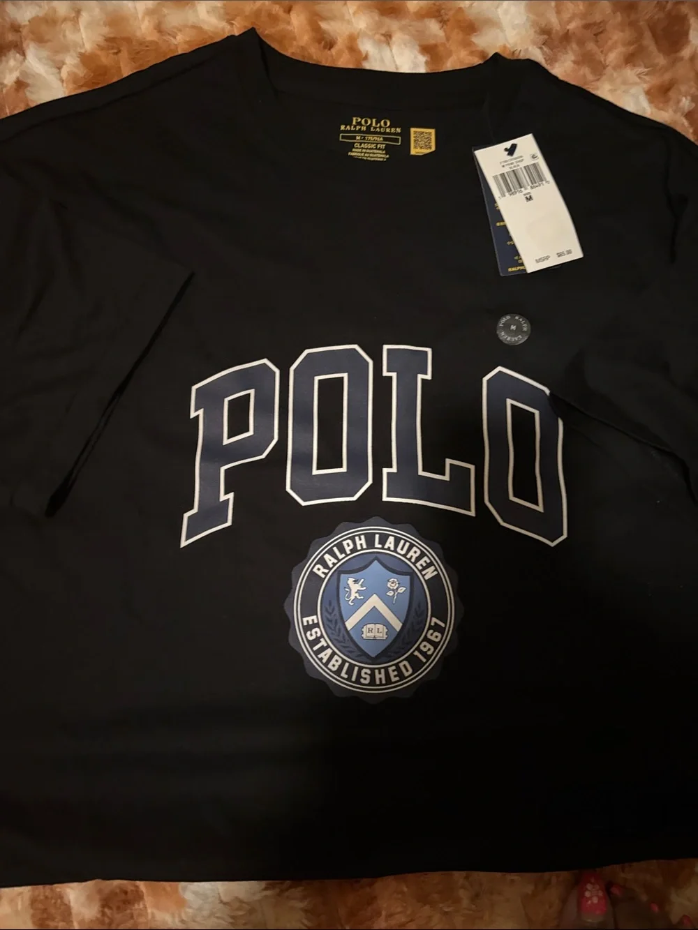 Polo by Ralph Lauren Black Tee with Navy and White Logo